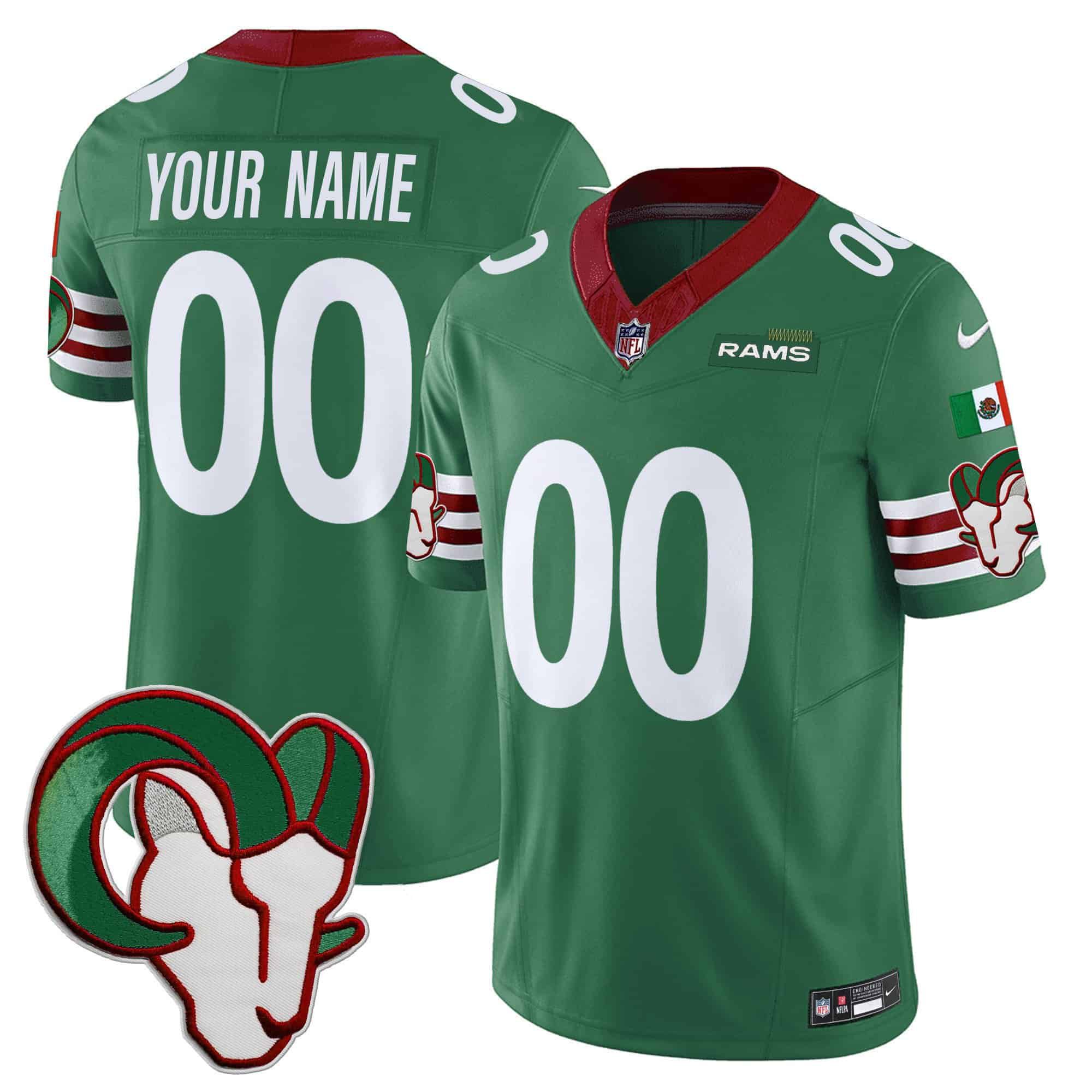 Men Los Angeles Rams Green 2024 Nike Mexico Vapor Limited Custom NFL Jersey